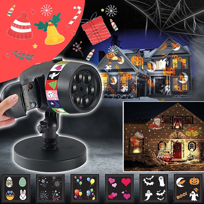 Νυχτερινός Γιορτινός Φωτισμός με 12 Θέματα Star Slides Projector για Χριστούγεννα, Πάσχα, Απόκριες, Άγιο Βαλεντίνο & Γενέθλια - Προβολέας Προτζέκτορας Σλάηντς
